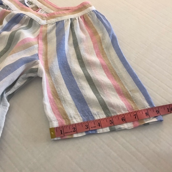 GAP Short Sleeve Square Neckline Multi Stripe Loose Fit Linen Blend Blouse - Picture 12 of 12